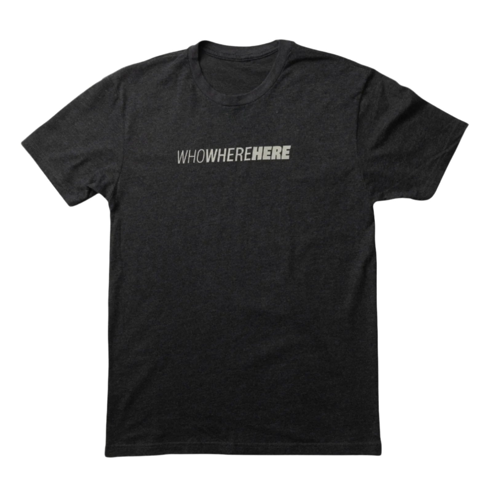 INVOLVD_Who_Where_Here_Human_Trafficking_Awareness_Unisex_T-Shirt in Charcoal Grey