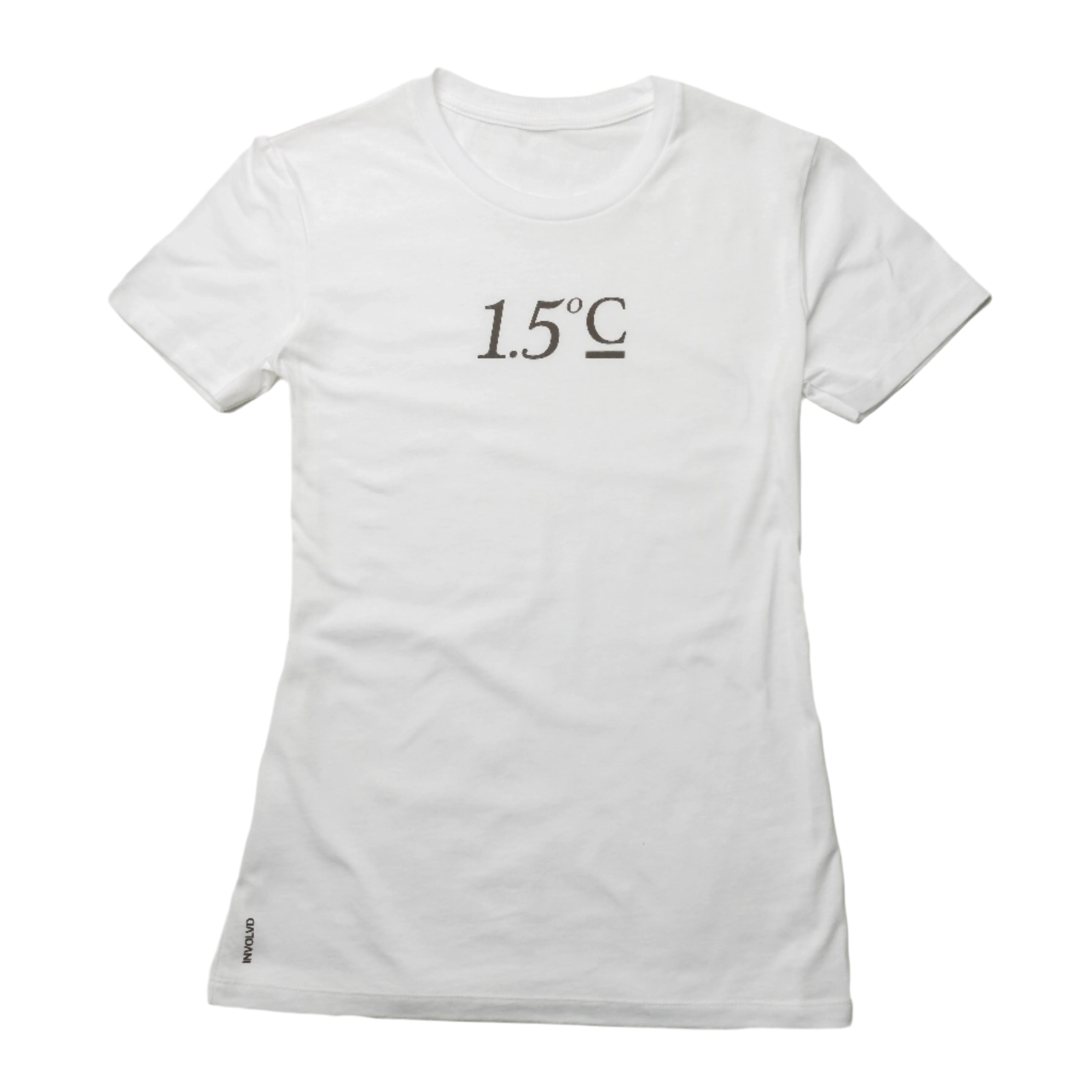 1.5C Climate Awareness Womens Crew Neck White Tshirt in white
