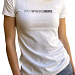 Involvd Who Where Here Human Trafficking Awareness Womens White Tshirt_Involvd Social Advocacy Clothing Brand