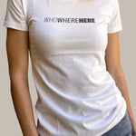 Involvd Who Where Here Human Trafficking Awareness Womens White Tshirt_Involvd Social Advocacy Clothing Brand