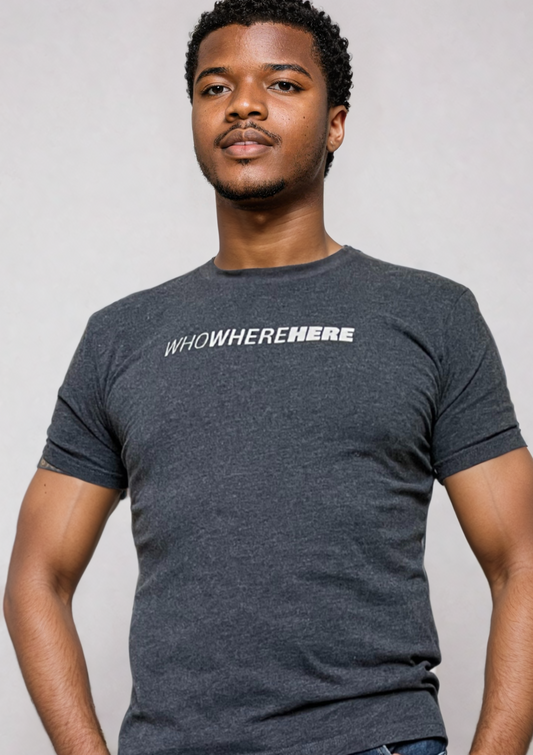 WhoWhereHere Charcoal Grey Unisex Human Trafficking Advocacy T-shirt_Involvd Social Advocacy Clothing Brand